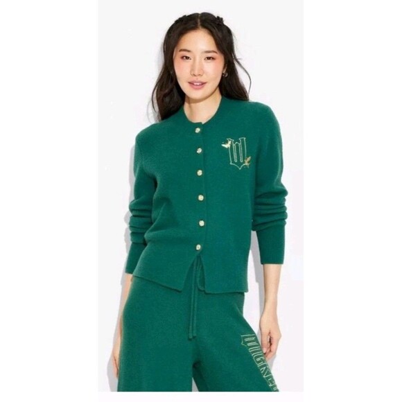 NWT Womens XL Wicked Elphaba Graphic Cardigan Pants Set Wide Leg Green Sweater - Picture 8 of 8